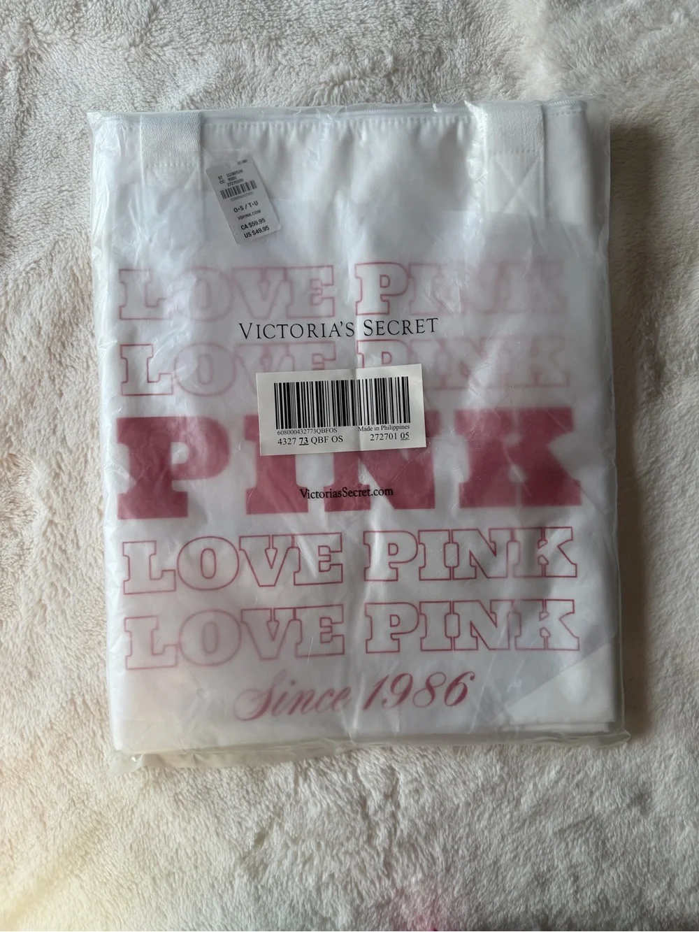 PINK Victoria's Secret White Tote with Pink Logo